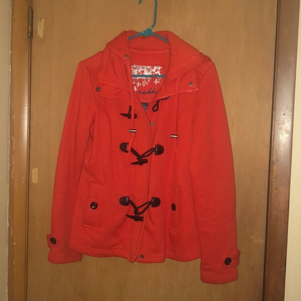 Burnt orange pea coat